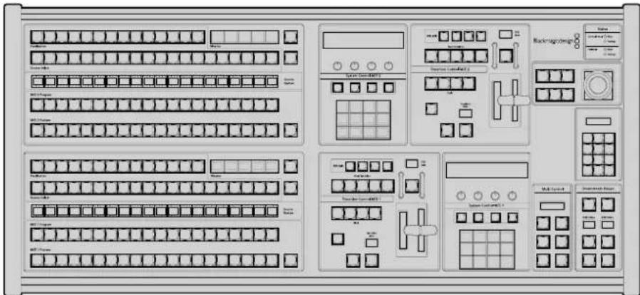 Front panel of an industrial control room with labeled modules and indicator lights