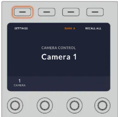 SETTINGS BANK A RECALL ALL CAMERA CONTROL Camera 1 1 CAMERA