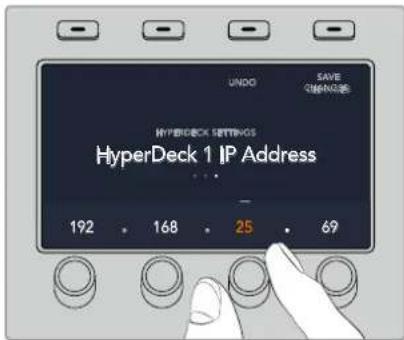 UNDO SAVE QUINICIP HYPERDECK SETTINGS HyperDeck 1 IP Address 192 168 25 69