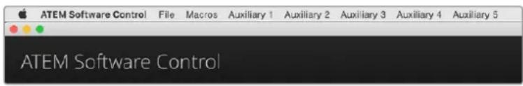 ATEM Software Control File Macros Auxiliary 1 Auxiliary 2 Auxiliary 3 Auxiliary 4 Auxiliary 5 ATEM Software Control
