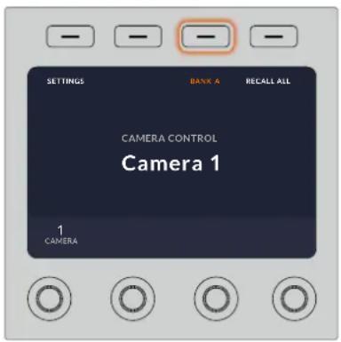 SETTINGS BANK A RECALL ALL CAMERA CONTROL Camera 1 1 CAMERA