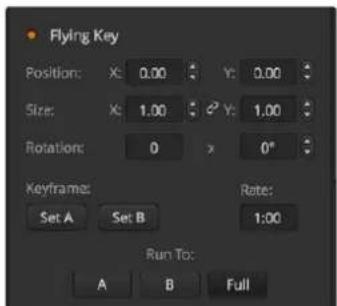 Flying Key Position: X: 0.00 Y: 0.00 Size: X: 1.00 Z: 1.00 Rotation: 0 x 0" Keyframe: Set A Set B Rate: 1:00 Run To: A B Full
