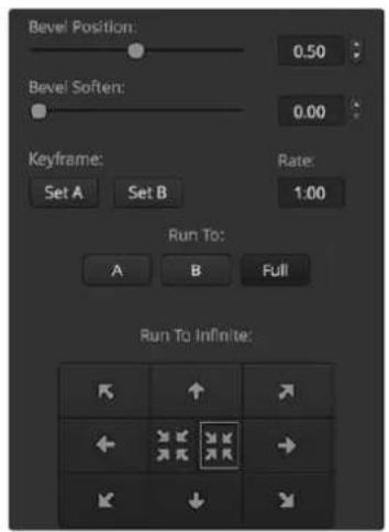 Bevel Position: 0.50 Bevel Soften: 0.00 Keyframe: Rate: Set A Set B 1:00 Run To: A B Full Run To Infinite: