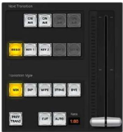 Next Transition ON AIR ON AIR AIR BEGO KEY 1 KEY 2 KEY 3 KEY 4 Transition Style MIX DIP WIFE STING DYE PREV TRANS CUT AUTO Rate 1:00