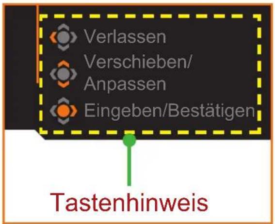 Verlassen Verschieben/ Anpassen Eingeben/Bestätigen Tastenhinweis