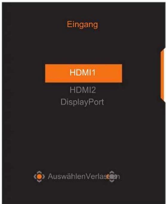 Eingang HDMI1 HDMI2 DisplayPort AuswählenVerlassen