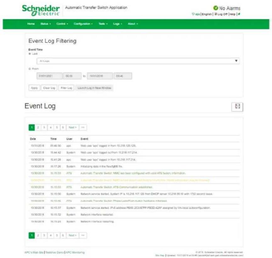 APC AP4433 - View and configure the Event Log - 1