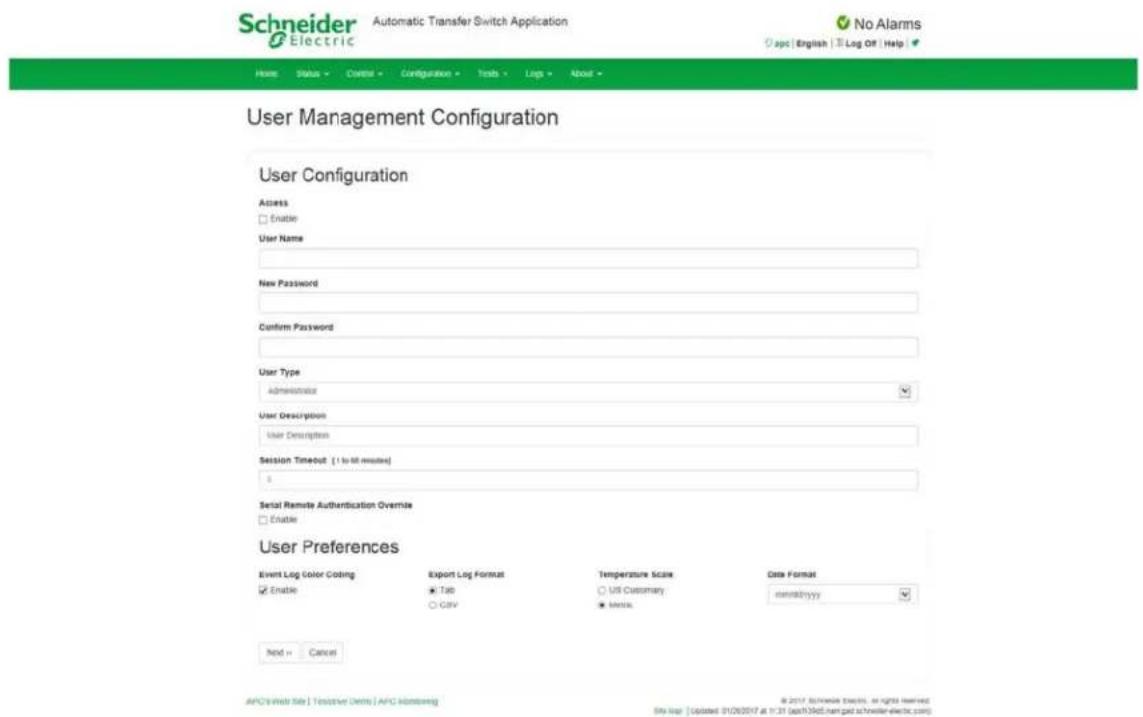 APC AP4433 - Manage local user settings - 1