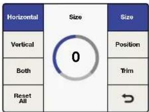 Horizontal Vertical Size 0 Size Position Both Trim Reset All