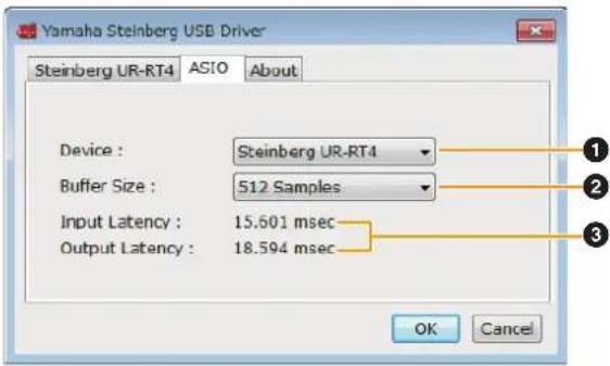 Yamaha Steinberg USB Driver Steinberg UR-RT4 ASIO About Device : Steinberg UR-RT4 Buffer Size : 512 Samples Input Latency : 15.601 msec Output Latency : 18.594 msec OK Cancel