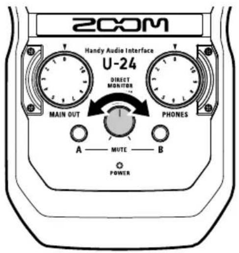 200M Handy Audio Interface U-24 DIRECT MONITOR MAIN OUT PHONES A — MUTE — B POWER