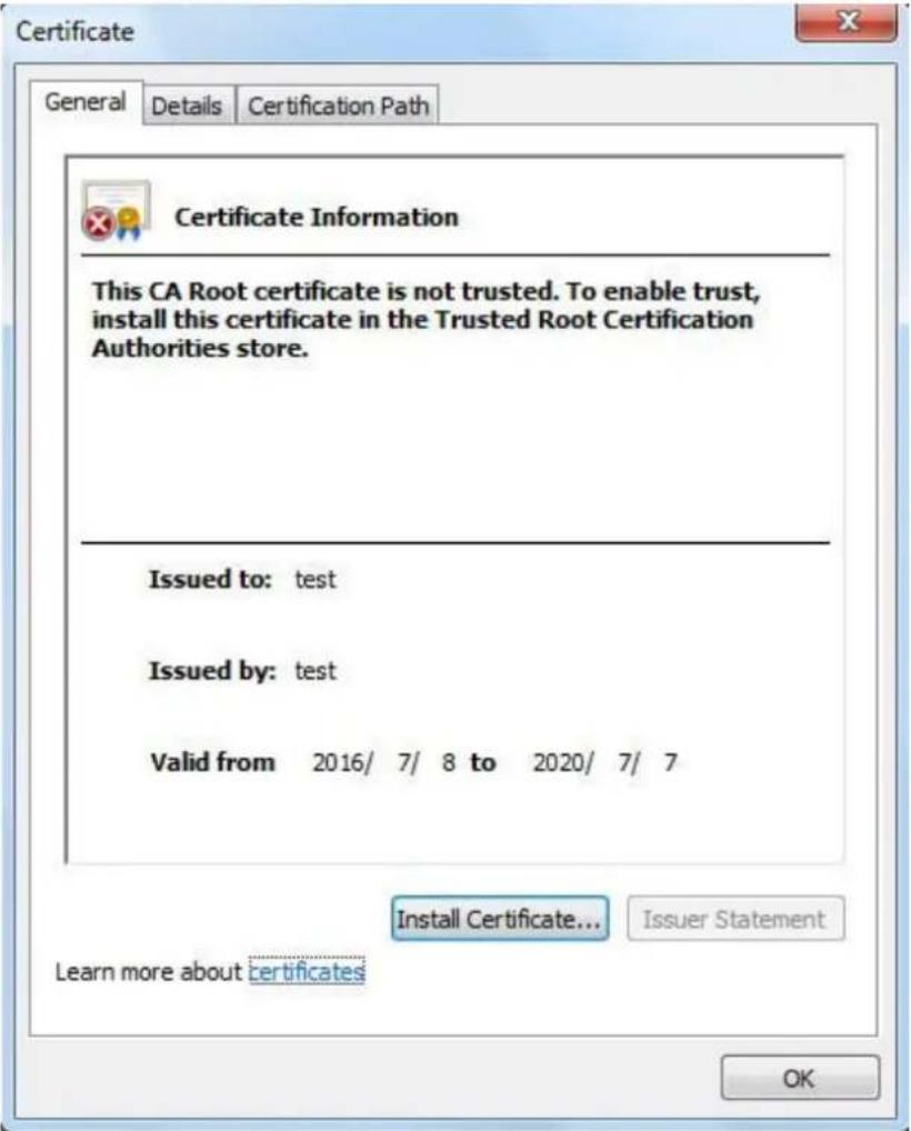Dahua Technology SD42C212I-HC-S3 - 4) Click Install to install the certificate on the Device. See Figure 5-150. - 3