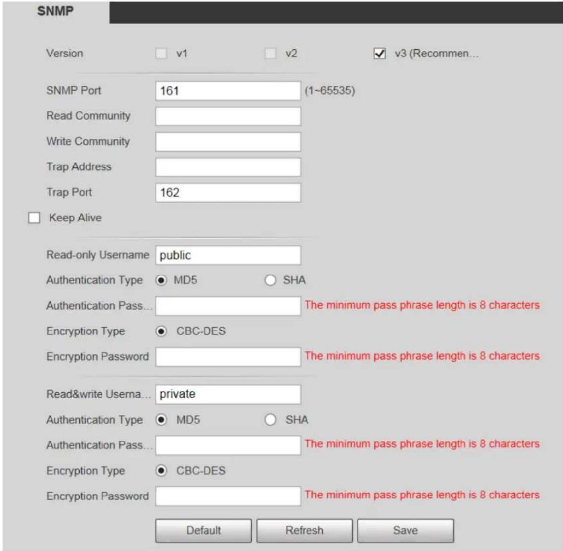 Dahua Technology SD42C212I-HC-S3 - Step 1 Select Setting > Network > SNMP. - 2