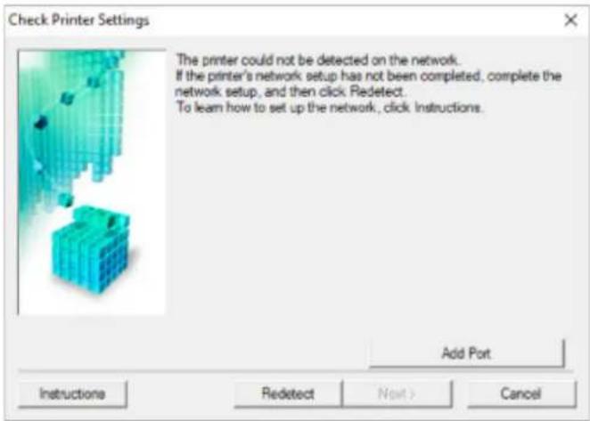 CANON Pixma TR4520 - Cannot Find Printer on Check Printer Settings Screen During Setup (Windows) - 1