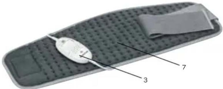 Labeled diagram of a medical or electronic device with numbered parts: 3, 7, and a central oval component.