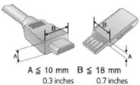A ≤ 10 mm 0.3 inches B ≤ 18 mm 0.7 inches