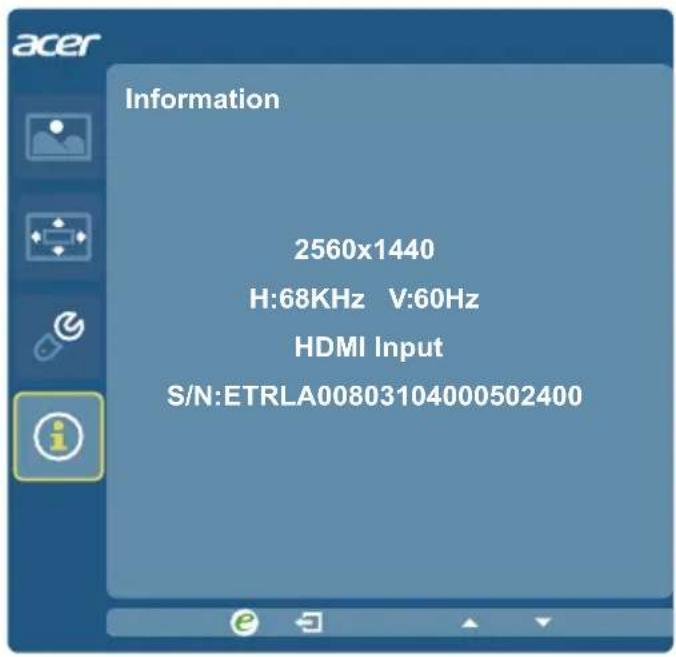 ACER G257HU - Information Menu - 2