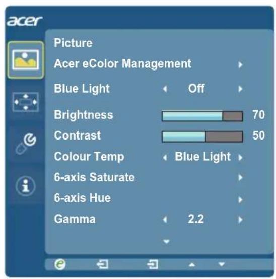 ACER G257HU - Picture Menu - 1