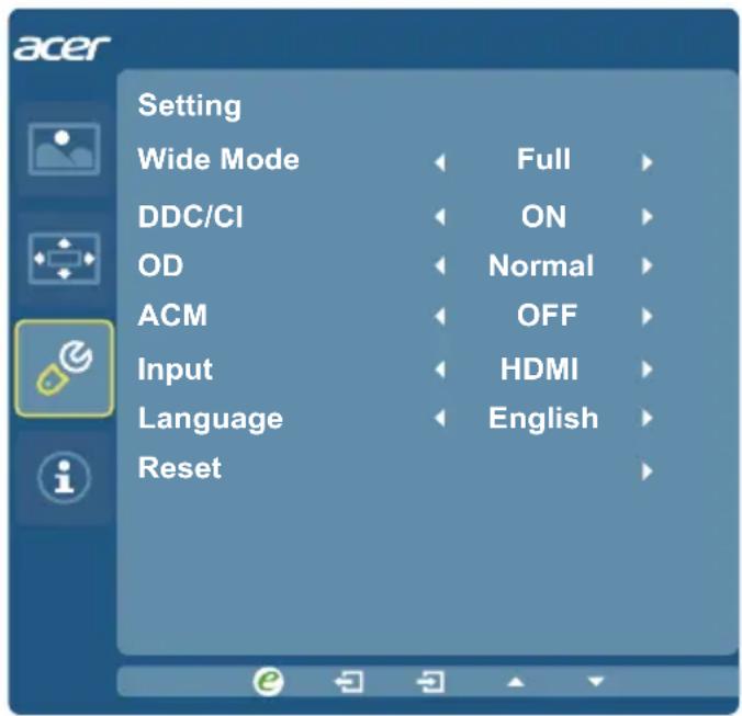 ACER G257HU - Setting Menu - 1