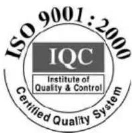ISO 9001:2000 IQC Institute of Quality & Control Certified Quality System