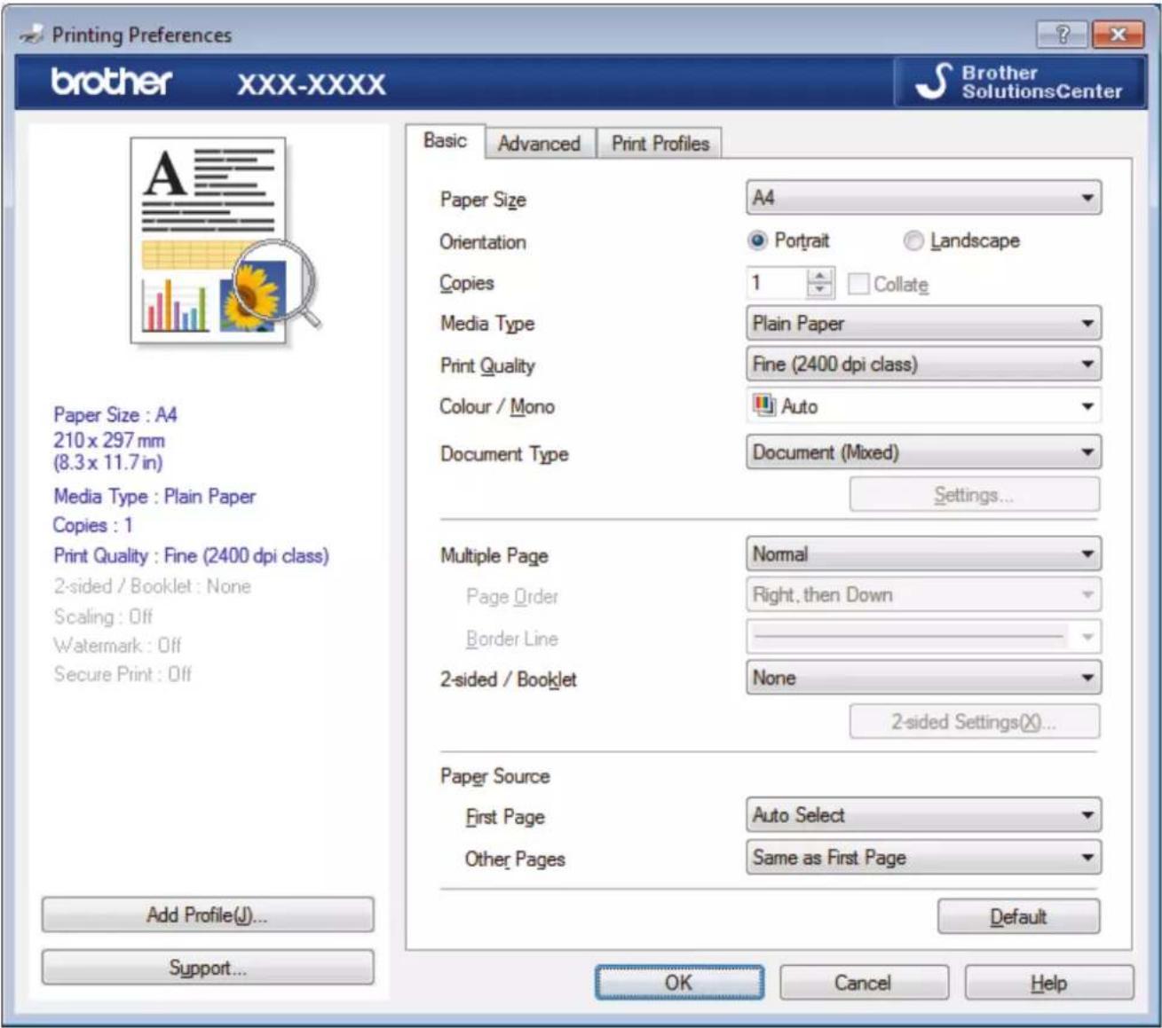 BROTHER HL-L3290CDW - Print Settings (Windows) - 1