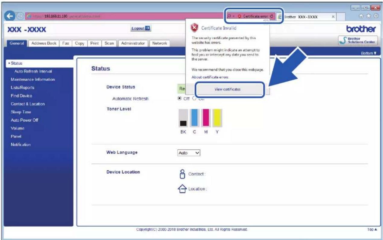 BROTHER HL-L3290CDW - Install the Self-signed Certificate for Windows users with Administrator Rights - 2