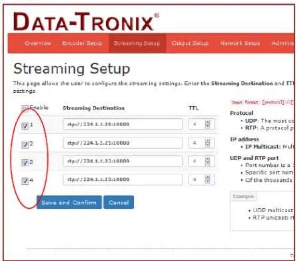 Data-Tronix DT-IPTV-QAM-ASI-4HC - Disabling IP Streams - 1