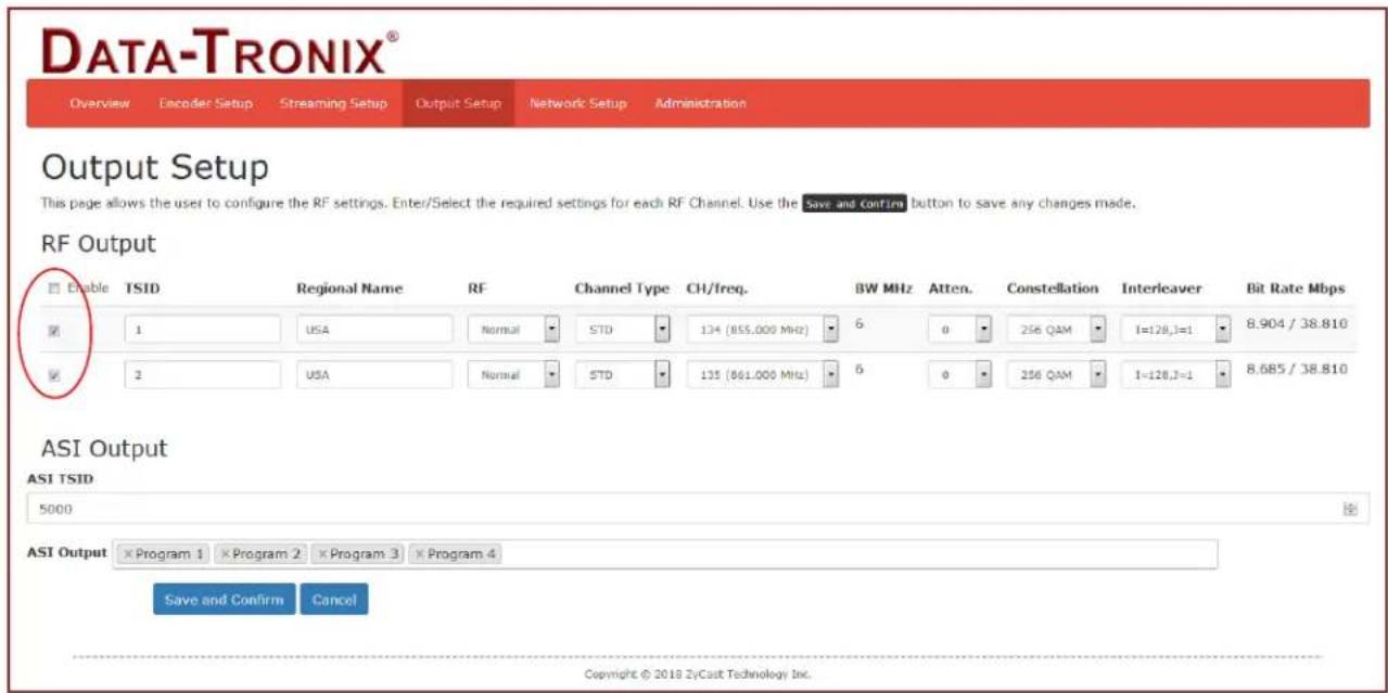 Data-Tronix DT-IPTV-QAM-ASI-4HC - Output Setup - 1