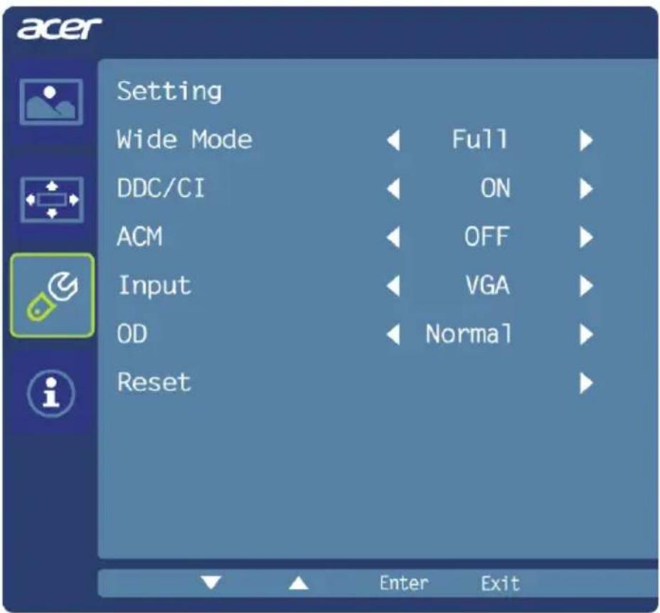 ACER EB321HQ - Adjusting the setting - 1