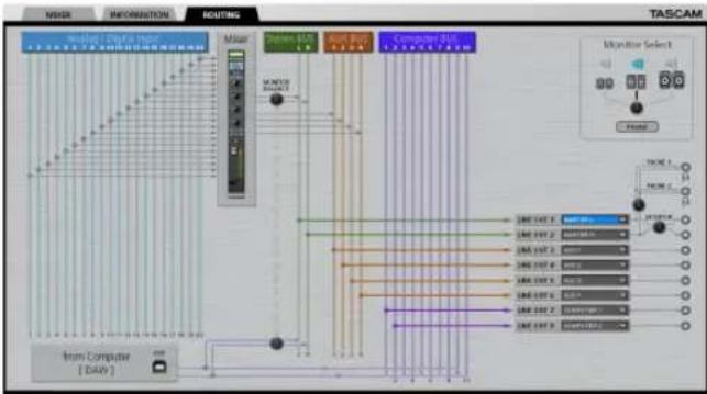 TASCAM SERIES 102i - Réglages en écran routing - 2
