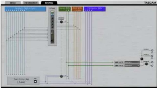 TASCAM SERIES 102i - Réglages en écran routing - 1