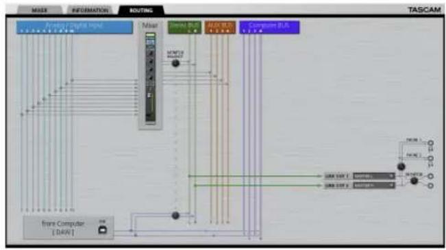 TASCAM SERIES 102i - Effettuare le impostazioni nella schermata ROUTING - 1