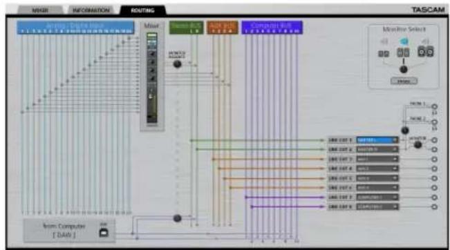 TASCAM SERIES 102i - Ajustes en la pantalla ROUTING - 2