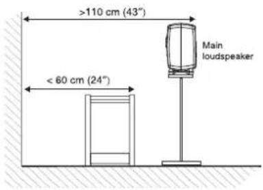 >110 cm (43°) < 60 cm (24°) Main loudspeaker