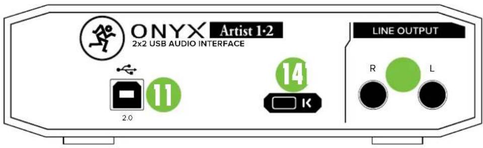 ONYX Artist 1-2 2x2 USB AUDIO INTERFACE LINE OUTPUT R L 14 2.0 11