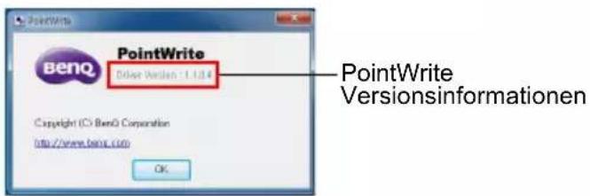 PointWrite BenzQ Driver Version 1.1.0.4 Copyright (C) BenQ Corporation http://www.benzq.org/ OK PointWrite Versionsinformationen