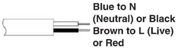 Blue to N (Neutral) or Black Brown to L (Live) or Red