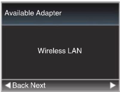 Available Adapter Wireless LAN Back Next