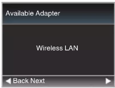 Available Adapter Wireless LAN Back Next