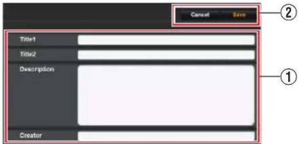 Cancel Save Title1 Title2 Description Creator ① ②