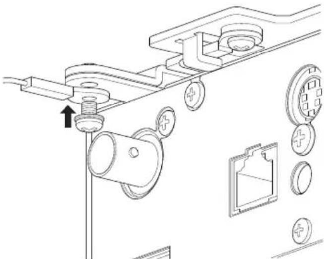 JVC KY-PZ100 - Fix the camera and the fall prevention wire (ceiling) on the ceiling mount bracket using the provided screw (M3). - 1