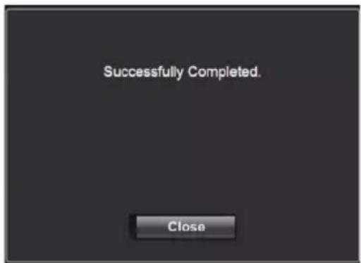 Successfully Completed. Close