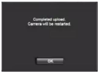 Completed upload. Camera will be restarted.
