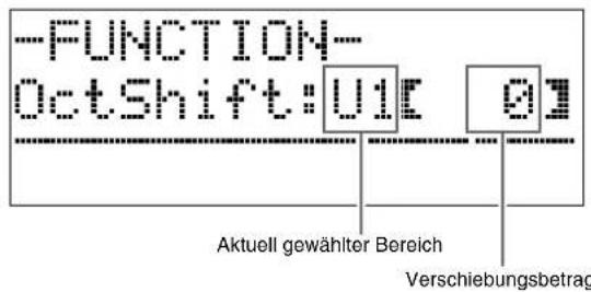-FUNCTION- OctShift: U1 [ 0] Aktuell gewählter Bereich Verschiebungsbetrag