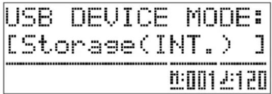 USB DEVICE MODE: [Storage(INT.)] 0:0012:120