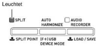 Leuchtet SPLIT AUTO AUDIO HARMONIZE RECORDER SPLIT POINT [F+] USB LOAD / SAVE DEVICE MODE