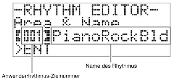 -RHYTHM EDITOR-- Area & Name #001 PianoRockBld >ENT Name des Rhythmus Anwenderrhythmus-Zielnummer