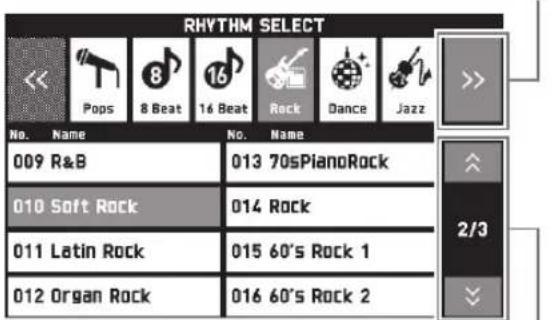 RHYTHM SELECT << Pops 8 Beat 16 Beat Rock Dance Jazz No. Name No. Name 009 R&B 013 70sPianoRock 010 Soft Rock 014 Rock 011 Latin Rock 015 60's Rock 1 012 Organ Rock 016 60's Rock 2 2/3