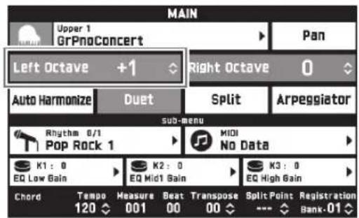 CASIO Privia PX-560 - Oktave einer Tastatur im Duettmodus ändern (Duett-Oktavverschiebung) - 1