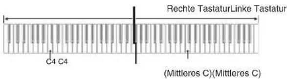 Rechte TastaturLinke Tastatur C4 C4 (Mittleres C)(Mittleres C)